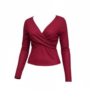 Anthropologie Shimmering Gold and Burgundy  Wrap Blouse Size Small